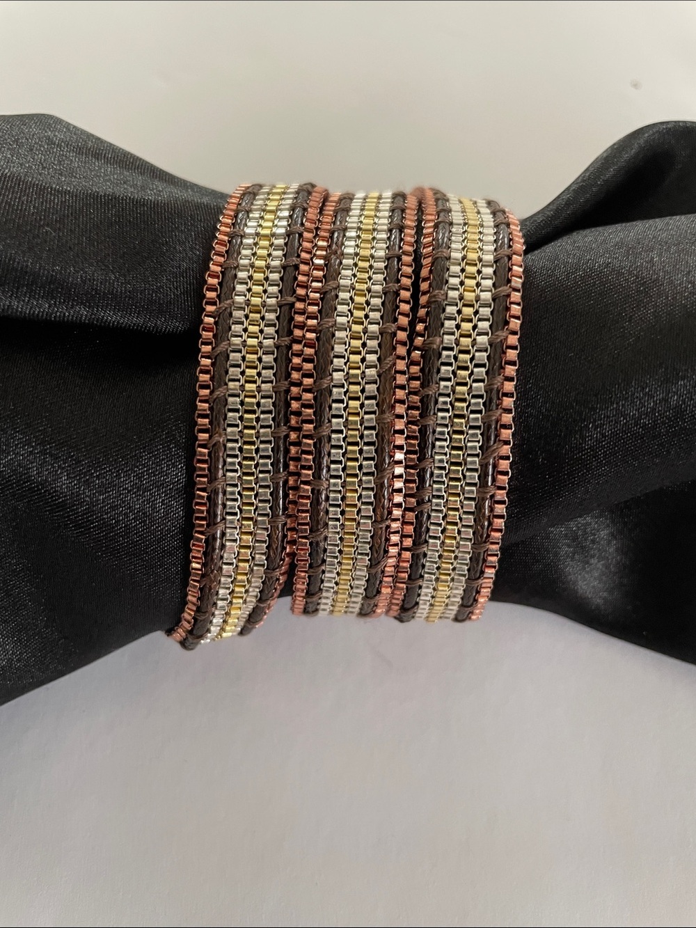TRADES OF HOPE Thailand Handmade Beaded Wrap Bracelet NWT Silver/Copper